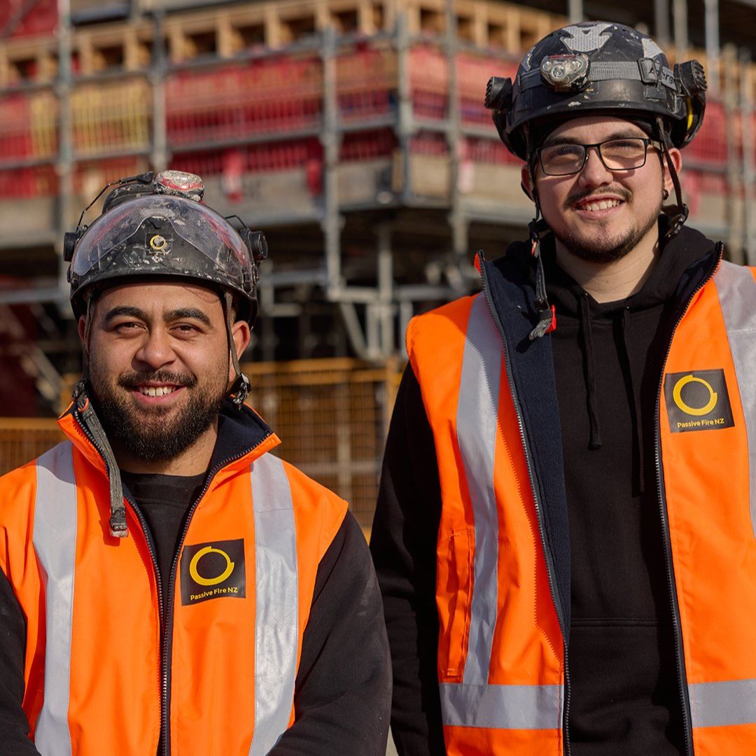 Passive Fire NZ site team working on a Green Star building project in New Zealand
